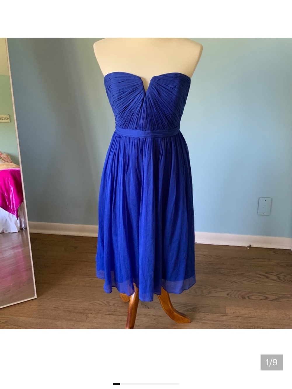 J.Crew 100% Silk Strapless Blue Bridesmaid’s Dress